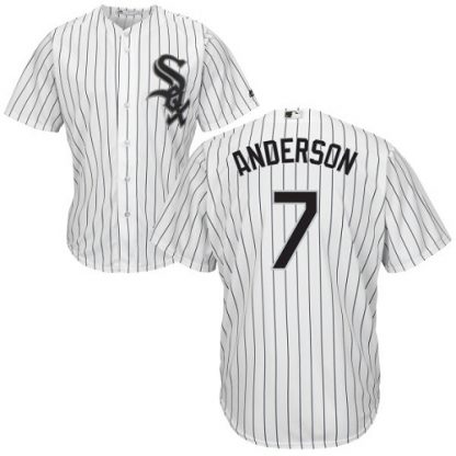 Chicago White Sox #7 Tim Anderson White(Black Strip) New Cool Base Stitched MLB Jersey