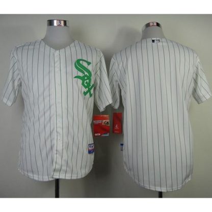 Chicago White Sox Blank White Green Strip St. Patrick's Day Stitched MLB Jersey