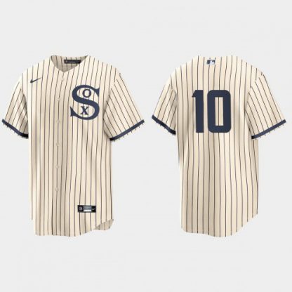 Chicago Chicago White Sox #10 Yoan Moncada Men's Nike White 2021 Field of Dreams Game MLB Jersey