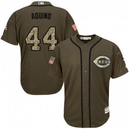 Cincinnati Reds #44 Aristides Aquino Green Salute to Service Stitched Youth MLB Jersey