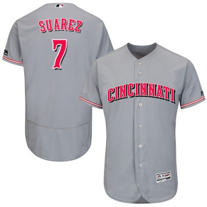Cincinnati Reds #7 Eugenio Suarez Grey Flexbase Authentic Collection Stitched MLB Jersey