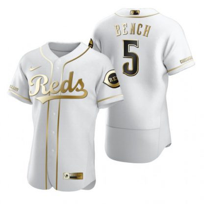Cincinnati Cincinnati Reds #5 Johnny Bench White Nike Men's Authentic Golden Edition MLB Jersey
