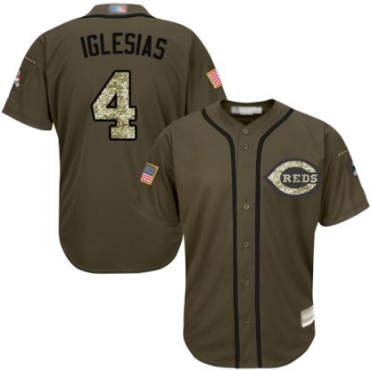 Cincinnati Reds #4 Jose Iglesias Green Salute to Service Stitched MLB Jersey