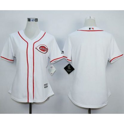 Cincinnati Reds Blank White Home Women's Stitched MLB Jersey
