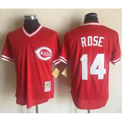 Mitchell And Ness Cincinnati Reds #14 Pete Rose Red Throwback Stitched MLB Jersey