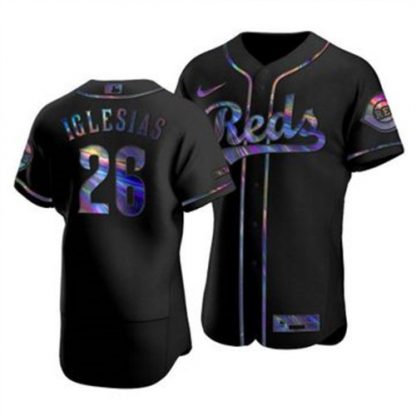 Cincinnati Cincinnati Reds #26 Raisel Iglesias Men's Nike Iridescent Holographic Collection MLB Jersey - Black