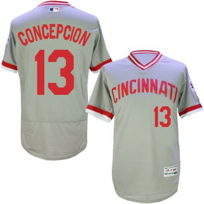 Cincinnati Reds #13 Concepcion Grey Flexbase Authentic Collection Cooperstown Stitched MLB Jersey