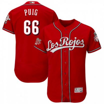Cincinnati Cincinnati Reds #66 Yasiel Puig Majestic Alternate Authentic Collection Flex Base Player Jersey Scarlet