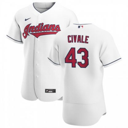 Cleveland Cleveland Guardians #43 Aaron Civale Men's Nike White Home 2020 Authentic Team MLB Jersey