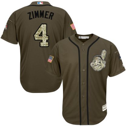 Cleveland Guardians #4 Bradley Zimmer Green Salute to Service Stitched MLB Jersey
