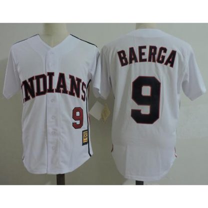 Mitchell And Ness Cleveland Guardians #9 Carlos Baerga White Throwback Stitched MLB Jersey