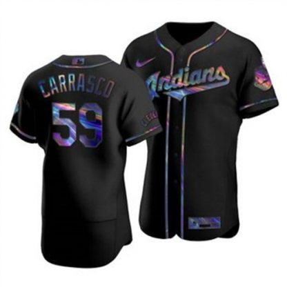 Cleveland Cleveland Guardians #59 Carlos Carrasco Men's Nike Iridescent Holographic Collection MLB Jersey - Black