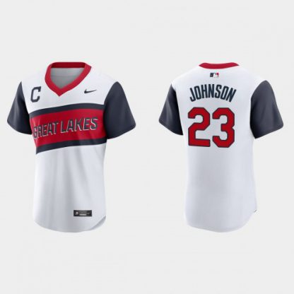 Cleveland Cleveland Guardians #23 Daniel Johnson Men's Nike White 2021 Little League Class Authentic MLB Jersey