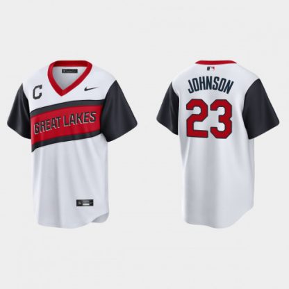 Cleveland Cleveland Guardians #23 Daniel Johnson Men's Nike White 2021 Little League Class Game MLB Jersey