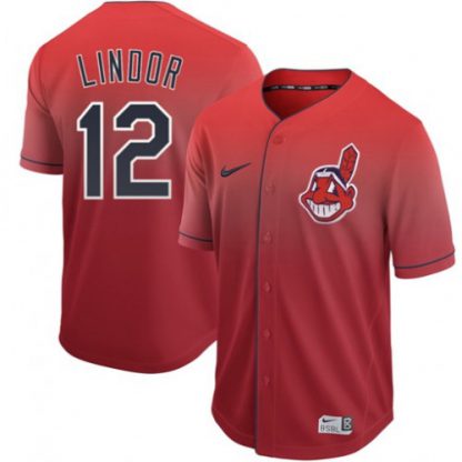 Nike Cleveland Guardians #12 Francisco Lindor Red Fade Authentic Stitched MLB Jersey
