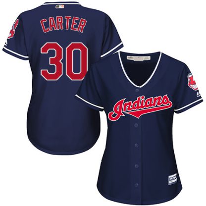 Cleveland Guardians #30 Joe Carter Navy Blue Alternate Women's Stitched MLB Jersey