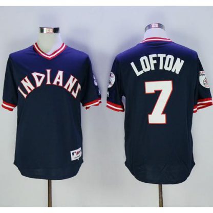Cleveland Guardians #7 Kenny Lofton Navy Blue 1976 Turn Back The Clock Stitched MLB Jersey