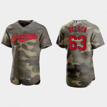 Cleveland Cleveland Guardians #63 Kyle Nelson Men's Nike 2021 Armed Forces Day Authentic MLB Jersey -Camo