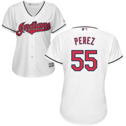 Cleveland Guardians #55 Roberto Perez White Women's Home Stitched MLB Jersey