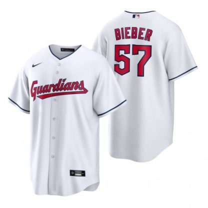 Cleveland Cleveland Guardians #57 Shane Bieber White Men's Nike 2022 Replica Home MLB Jersey