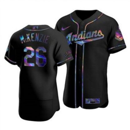 Cleveland Cleveland Guardians #26 Triston McKenzie Men's Nike Iridescent Holographic Collection MLB Jersey - Black