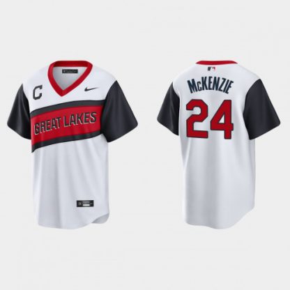 Cleveland Cleveland Guardians #24 Triston McKenzie Men's Nike White 2021 Little League Class Game MLB Jersey