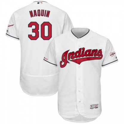 Cleveland Cleveland Guardians #30 Tyler Naquin Majestic Home 2019 All-Star Game Patch Flex Base Player Jersey White