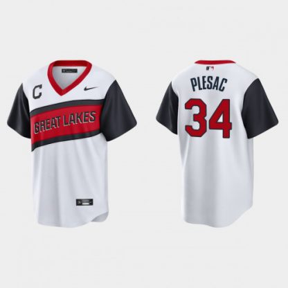 Cleveland Cleveland Guardians #34 Zach Plesac Men's Nike White 2021 Little League Class Game MLB Jersey