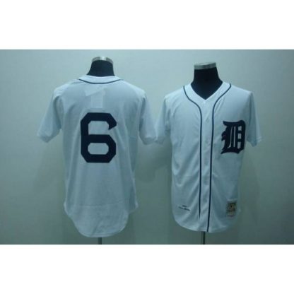 Mitchell and Ness Detroit Tigers #6 Al Kaline Stitched White Throwback MLB Jersey