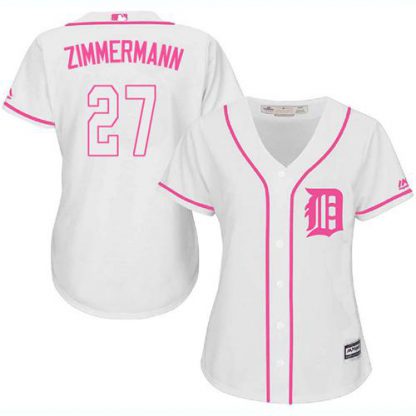 Detroit Tigers #27 Jordan Zimmermann White/Pink Fashion Women's Stitched MLB Jersey