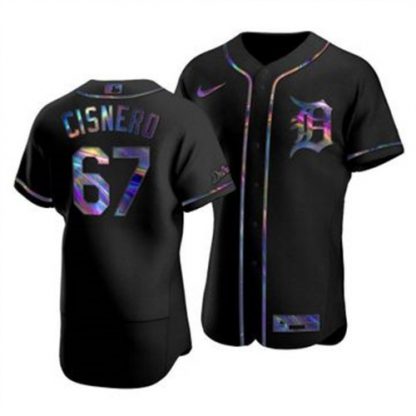 Detroit Detroit Tigers #67 Jose Cisnero Men's Nike Iridescent Holographic Collection MLB Jersey - Black