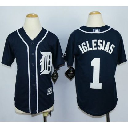 Detroit Tigers #1 Jose Iglesias Navy Blue Cool Base Stitched Youth MLB Jersey
