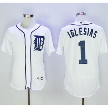 Detroit Tigers #1 Jose Iglesias White Flexbase Authentic Collection Stitched MLB Jersey