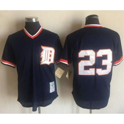 Mitchell and Ness 1984 Detroit Tigers #23 Kirk Gibson Blue Throwback Stitched MLB Jersey