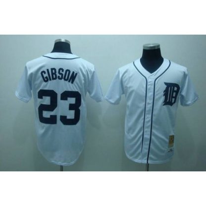 Mitchell and Ness 1984 Detroit Tigers #23 Kirk Gibson Stitched White Throwback MLB Jersey