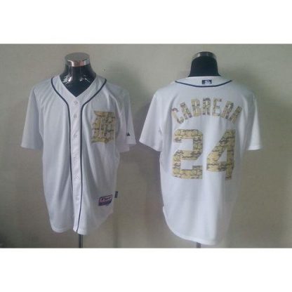 Detroit Tigers #24 Miguel Cabrera White USMC Cool Base Stitched MLB Jersey
