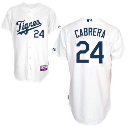 Detroit Tigers #24 Miguel Cabrera White Home"Los Tigres" Stitched MLB Jersey
