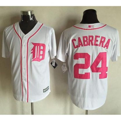 Detroit Tigers #24 Miguel Cabrera White New Cool Base Mother's Day Stitched MLB Jersey