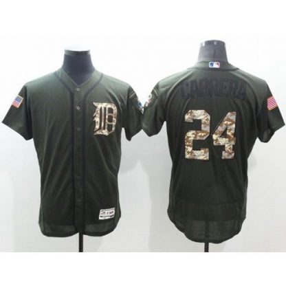 Detroit Tigers #24 Miguel Cabrera Green Flexbase Authentic Collection Salute to Service Stitched MLB Jersey