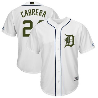Detroit Tigers #24 Miguel Cabrera White New Cool Base 2018 Memorial Day Stitched MLB Jersey