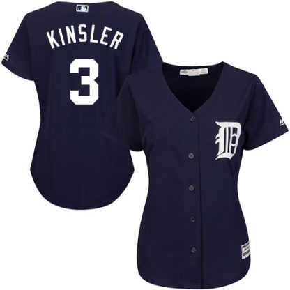 Detroit Tigers #3 Ian Kinsler Navy Blue Alternate Women's Stitched MLB Jersey