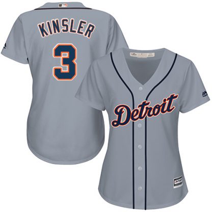 Detroit Tigers #3 Ian Kinsler Grey Road Women's Stitched MLB Jersey