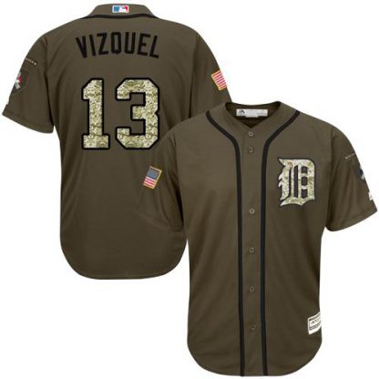 Detroit Tigers #13 Omar Vizquel Green Salute to Service Stitched Youth MLB Jersey