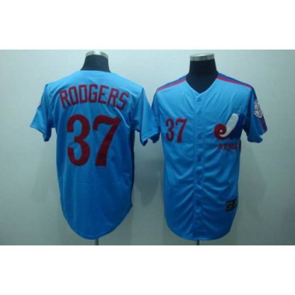 Mitchell and Ness Expos #37 Steve Rodgers Blue Stitched Throwback MLB Jersey