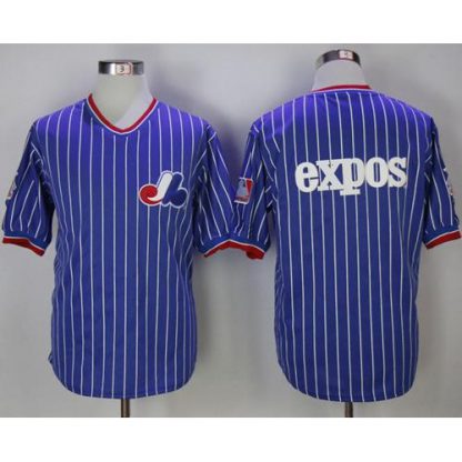 Mitchell And Ness Expos Blank Blue Strip Throwback Stitched MLB Jersey