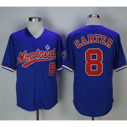 Mitchell And Ness BP Expos #8 Gary Carter Blue Throwback Stitched MLB Jersey