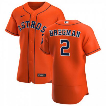 Houston Houston Astros #2 Alex Bregman Men's Nike Orange Alternate 2020 Authentic Team MLB Jersey