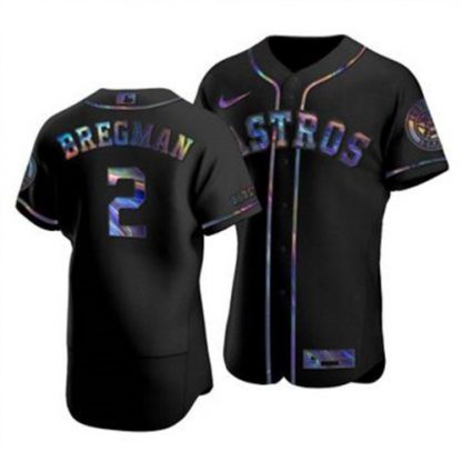 Houston Houston Astros #2 Alex Bregman Men's Nike Iridescent Holographic Collection MLB Jersey - Black