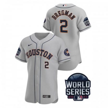 Houston Houston Astros #2 Alex Bregman Men's Nike 150th Anniversary 2021 World Series Authentic MLB Jersey - Gray