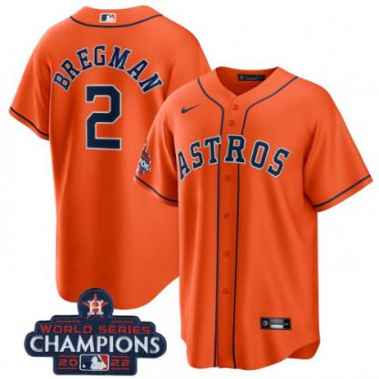 Houston Houston Astros #2 Alex Bregman Orange 2022 World Series Champions Stitched Men's Nike MLB Jersey